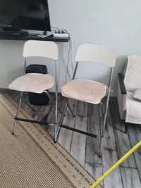 Krzesla wysokie barowe do barku biale ikea składane 2 sztuki