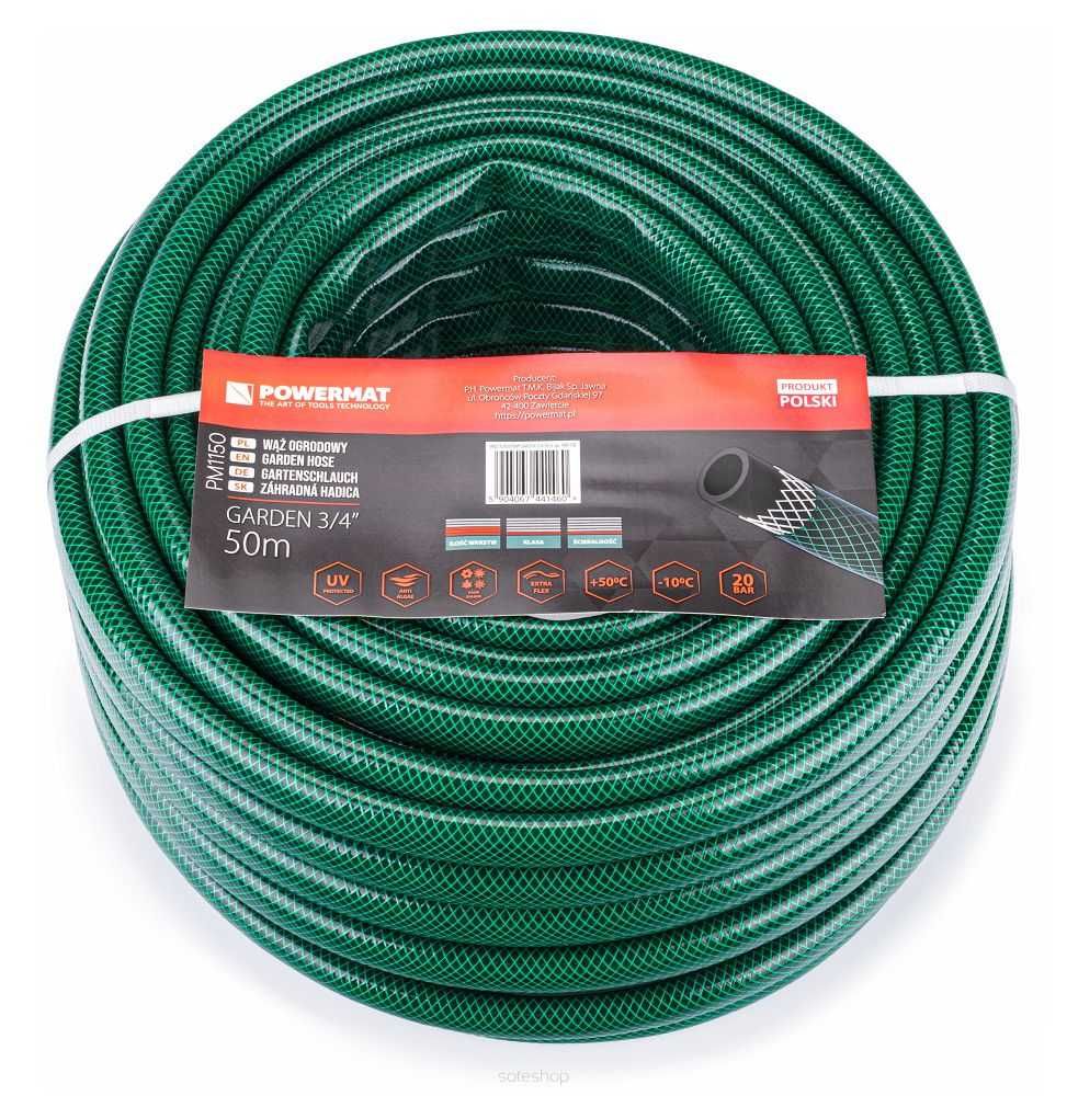POWERMAT Wąż Ogrodowy Do Wody 3/4'' 50m 3 Warstwowy 20 Bar Pcv PM1150