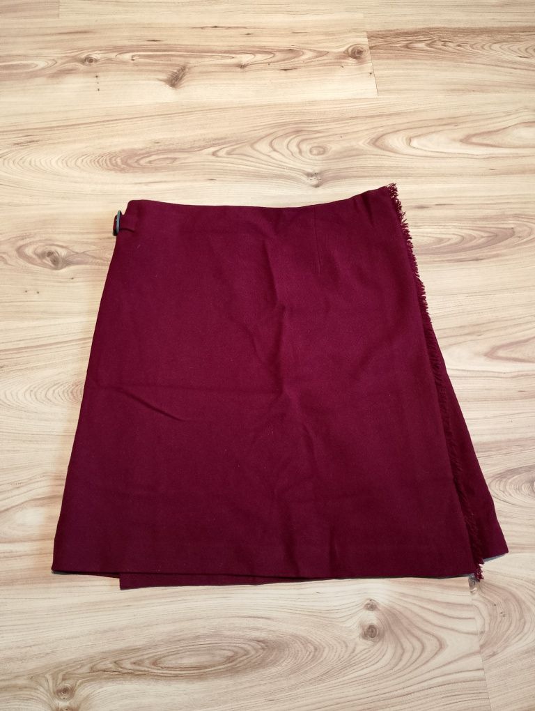 Burgundowa Wełniana Spódnica Burberry London