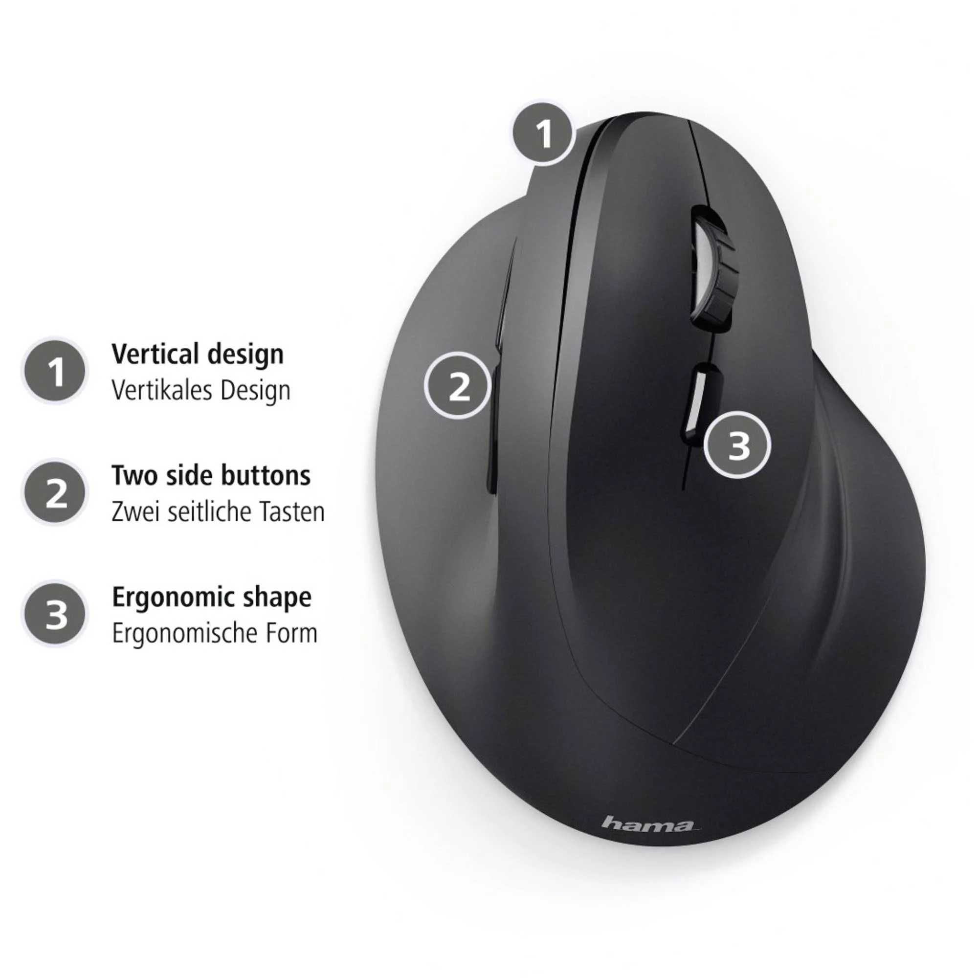 Bezprzewodowa ergonomiczna mysz biurowa Hamma