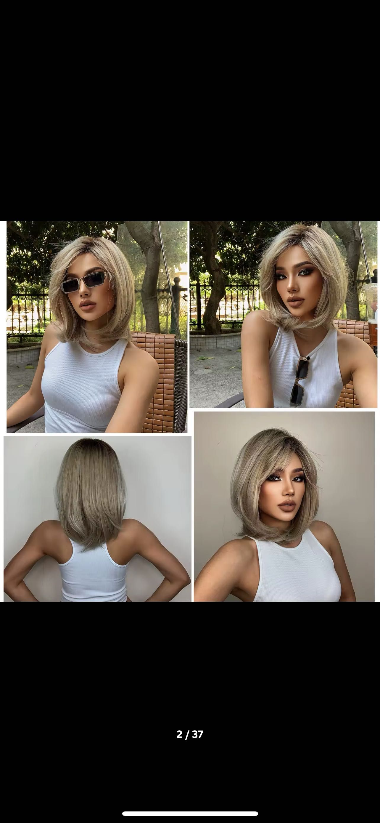 Nowa peruka damska blond balejaż cieniowana bob pasemka