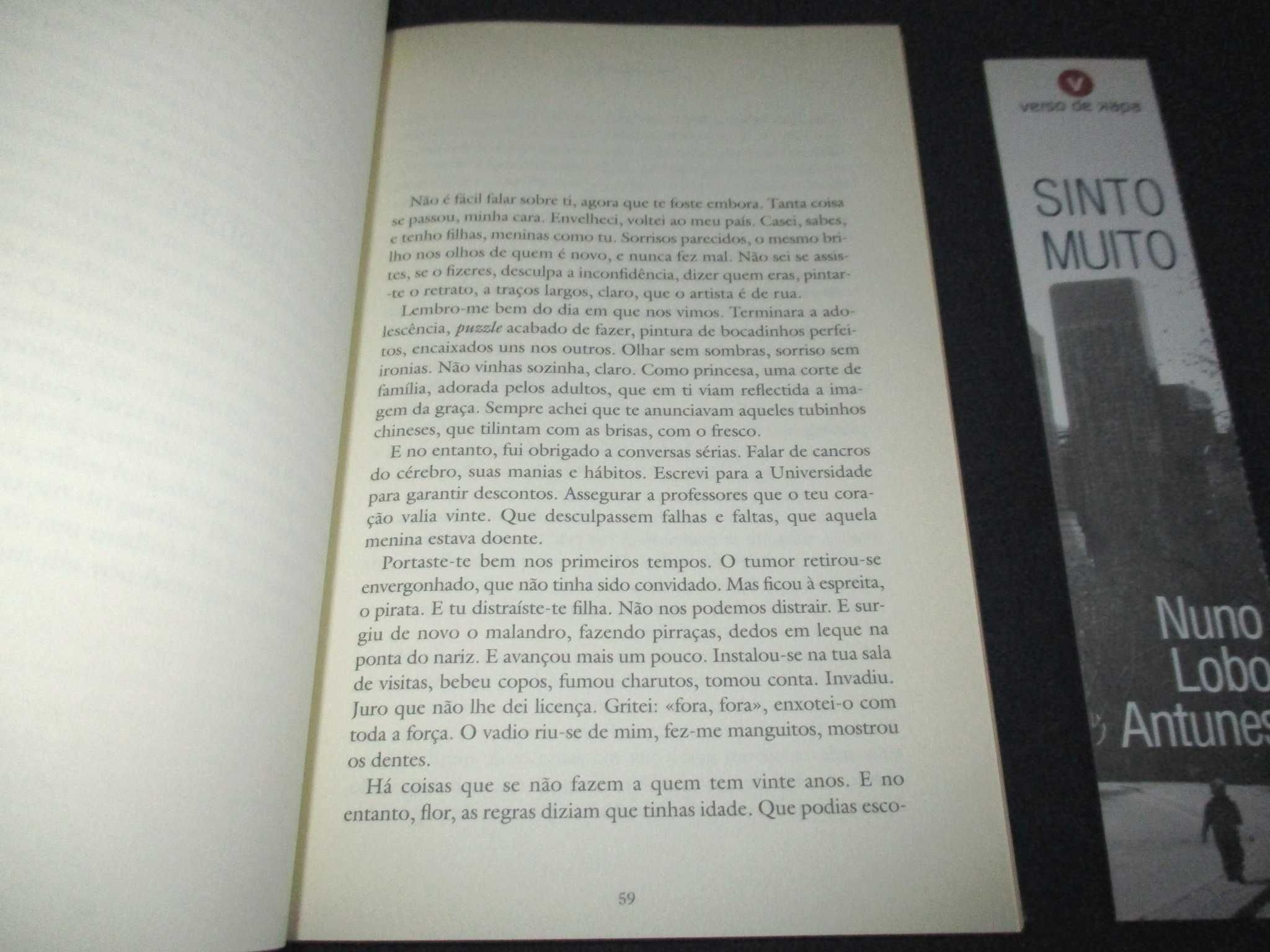 Livro Sinto Muito Nuno Lobo Antunes Verso de Kapa