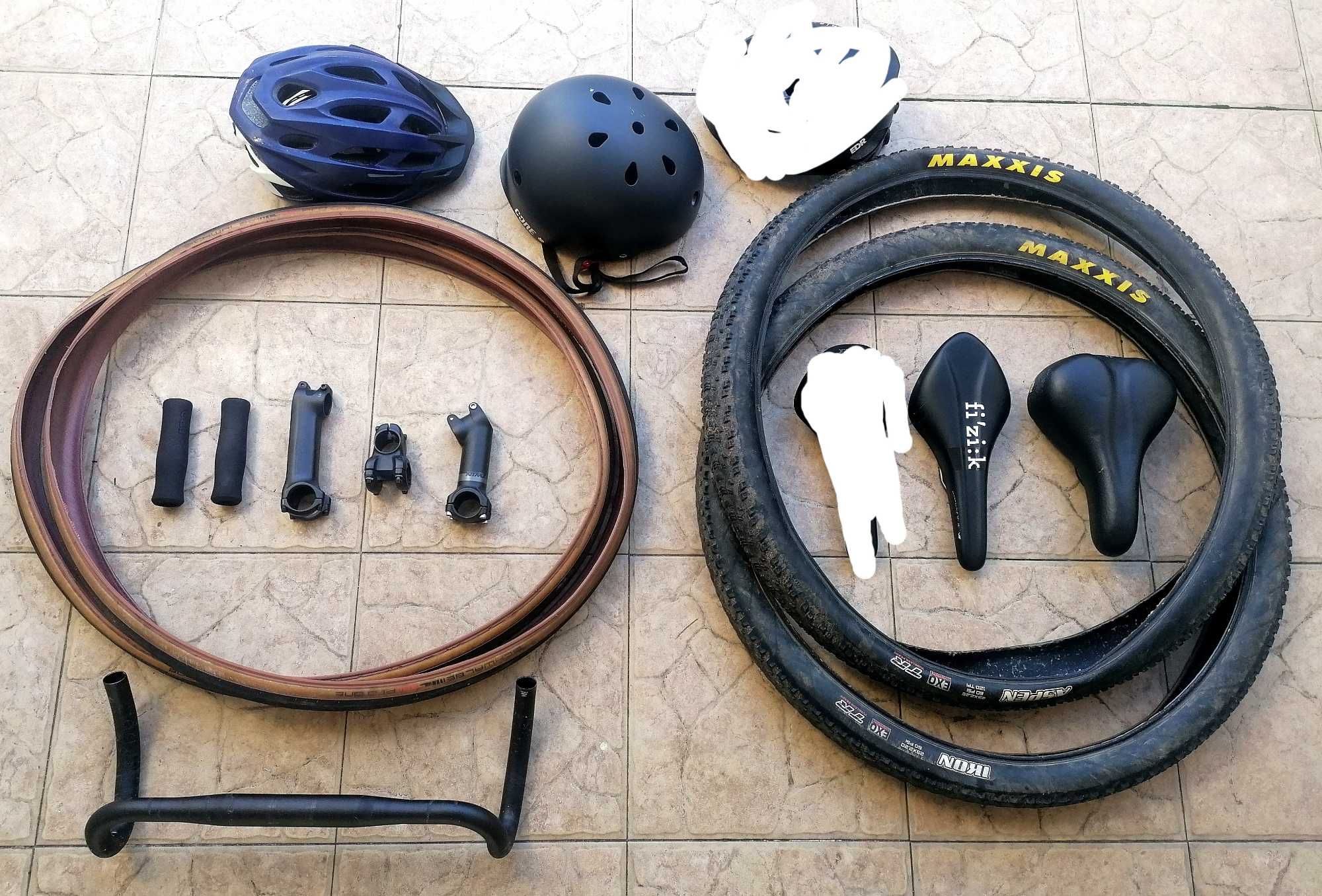 Material peças ciclismo estrada btt avanço pneu capacete selim sapatos