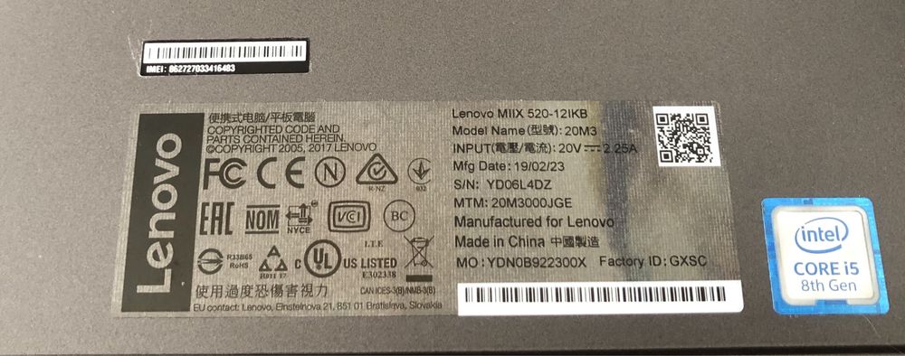 Планшет-ноутбук Lenovo MIIX 520-12IKB