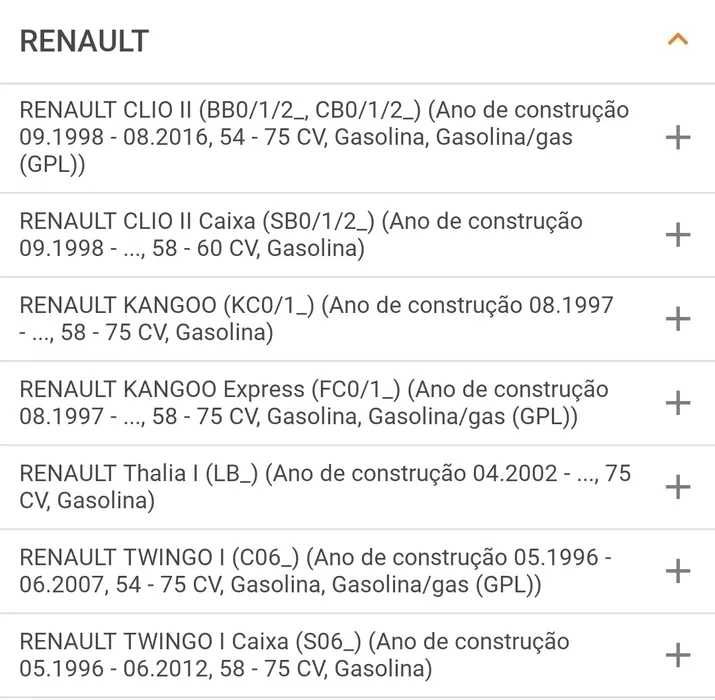 Filtro oleo Renault gasolina