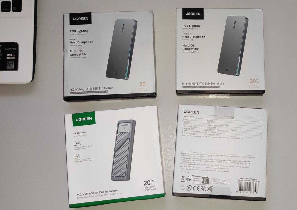 Карман для жестких дисков внешний UGREEN CM777 20 Gbps M.2 NVMe