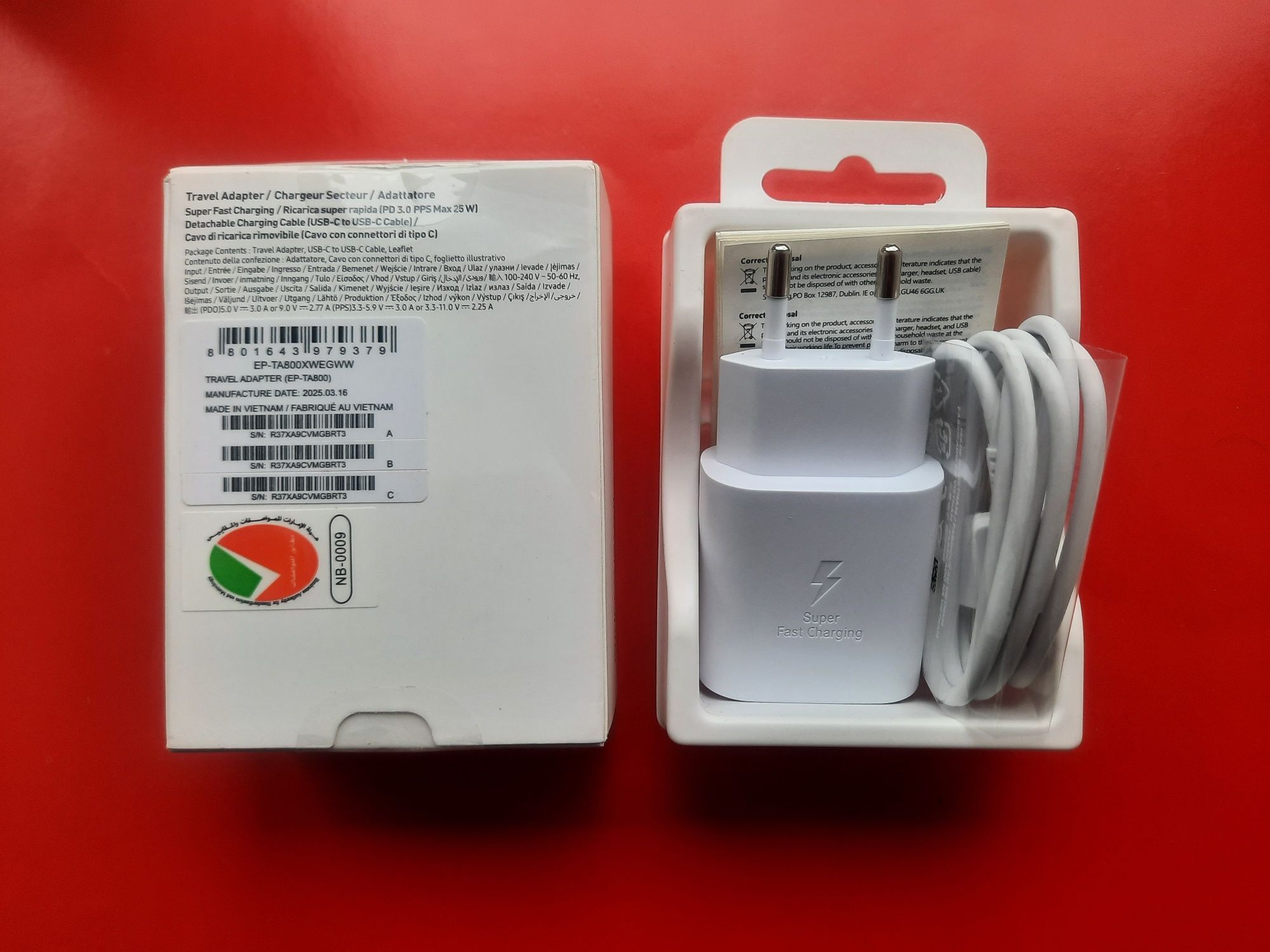 Супер швидка зарядка Оригінал Samsung 25W Блок + Кабель Type-C