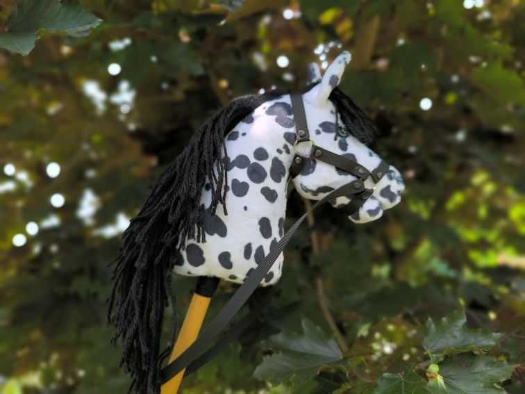Hobby horse, czarno-biały, tarantowaty, konik na kiju, A5