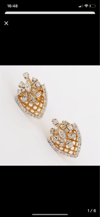 Brinco de ouro 14 k e diamante natural