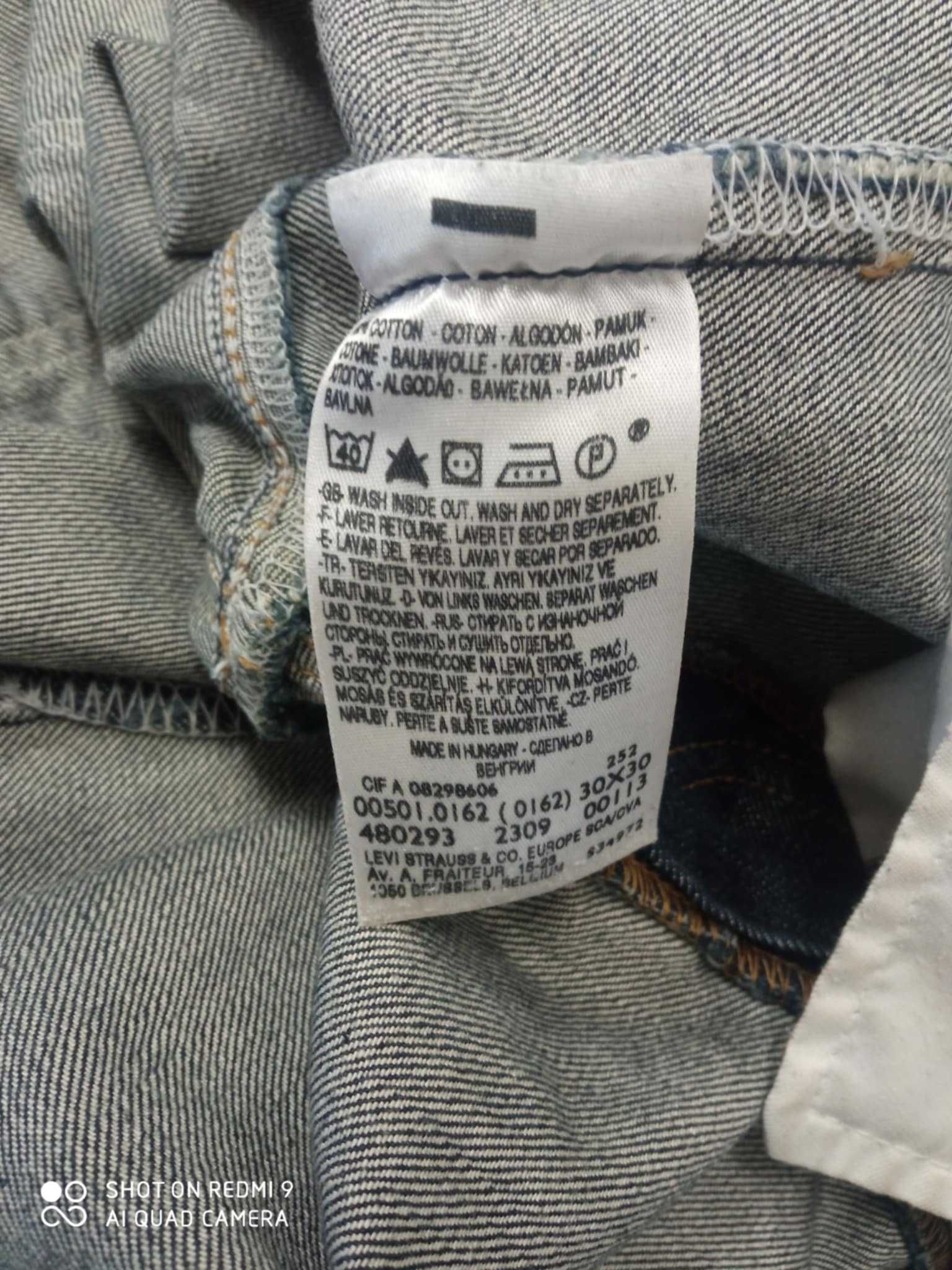 Męskie spodnie jeansy Levis Levi's 501 W30 L30 30X30 30/30
