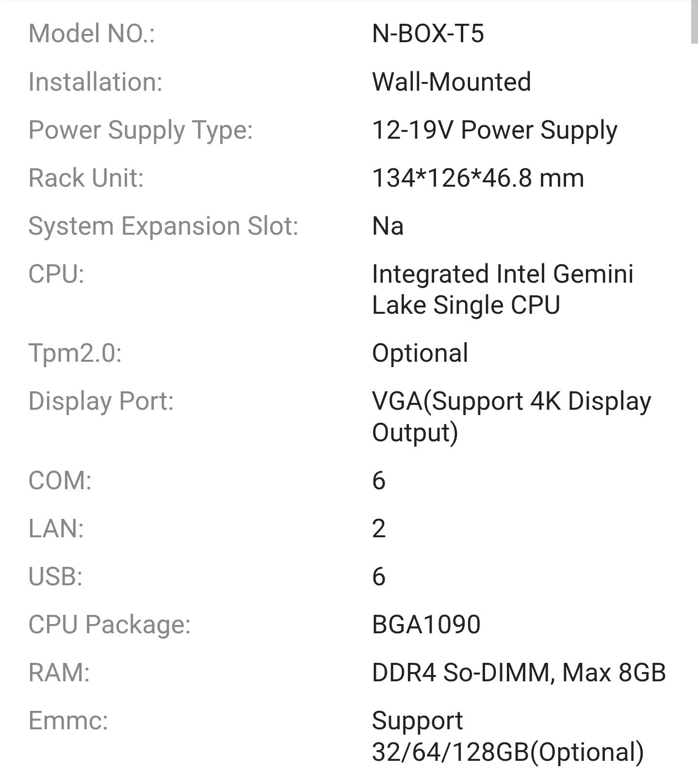Mini pc estilo Nuc novo, processador j4125 4gb 64gb disco