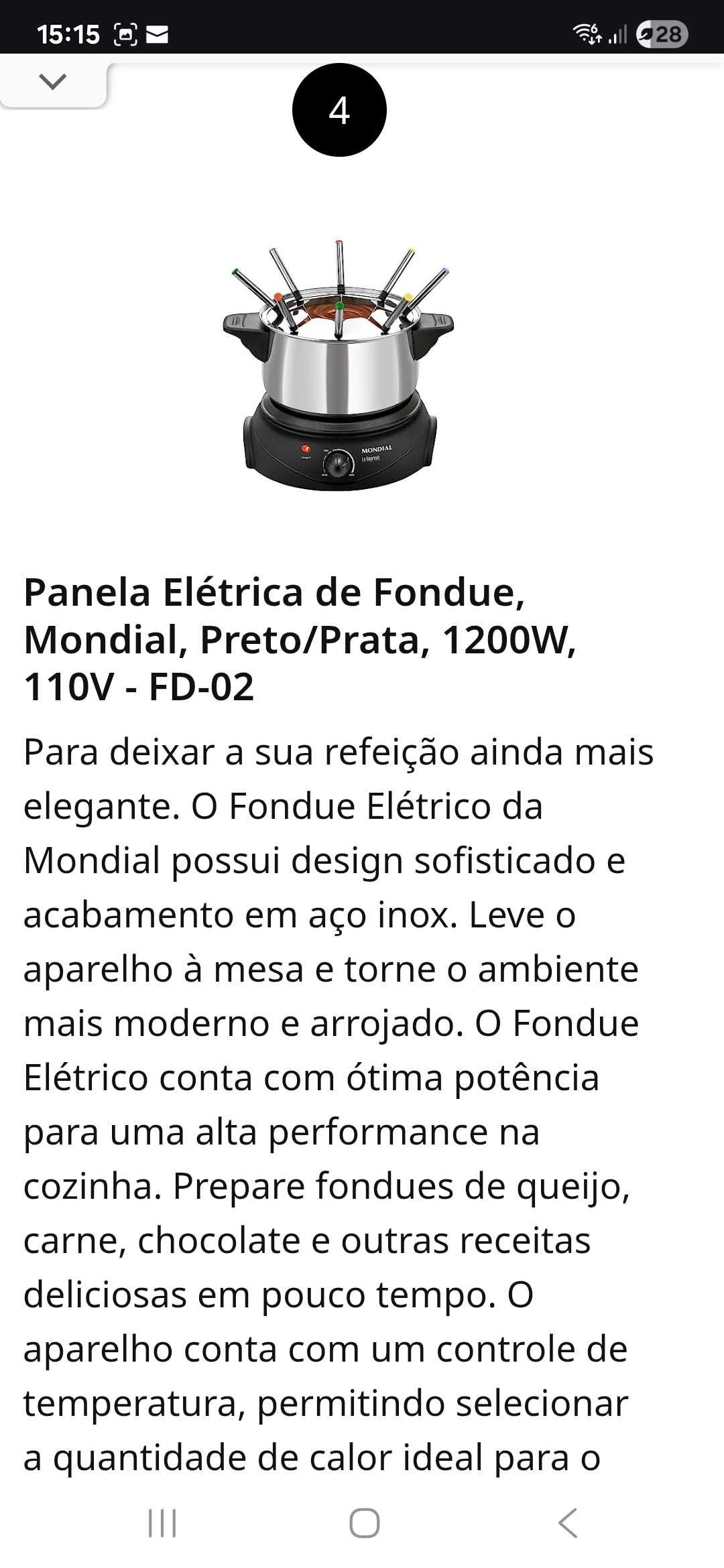 Panela elétrica Mondial para fondue 8 pessoas