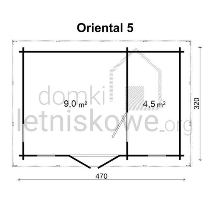 Drewniany domek z płaskim dachem Oriental 5 13,5 m2 ROD, działka PROMO