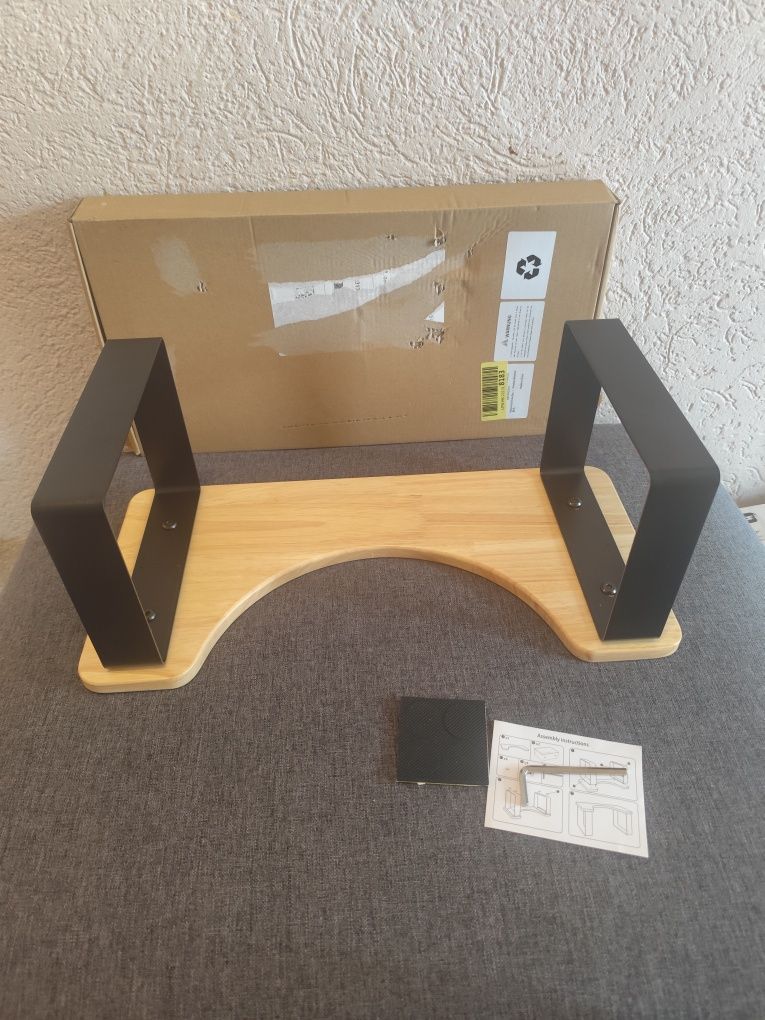 Podstawka pod monitor drewniana metalowe nogi