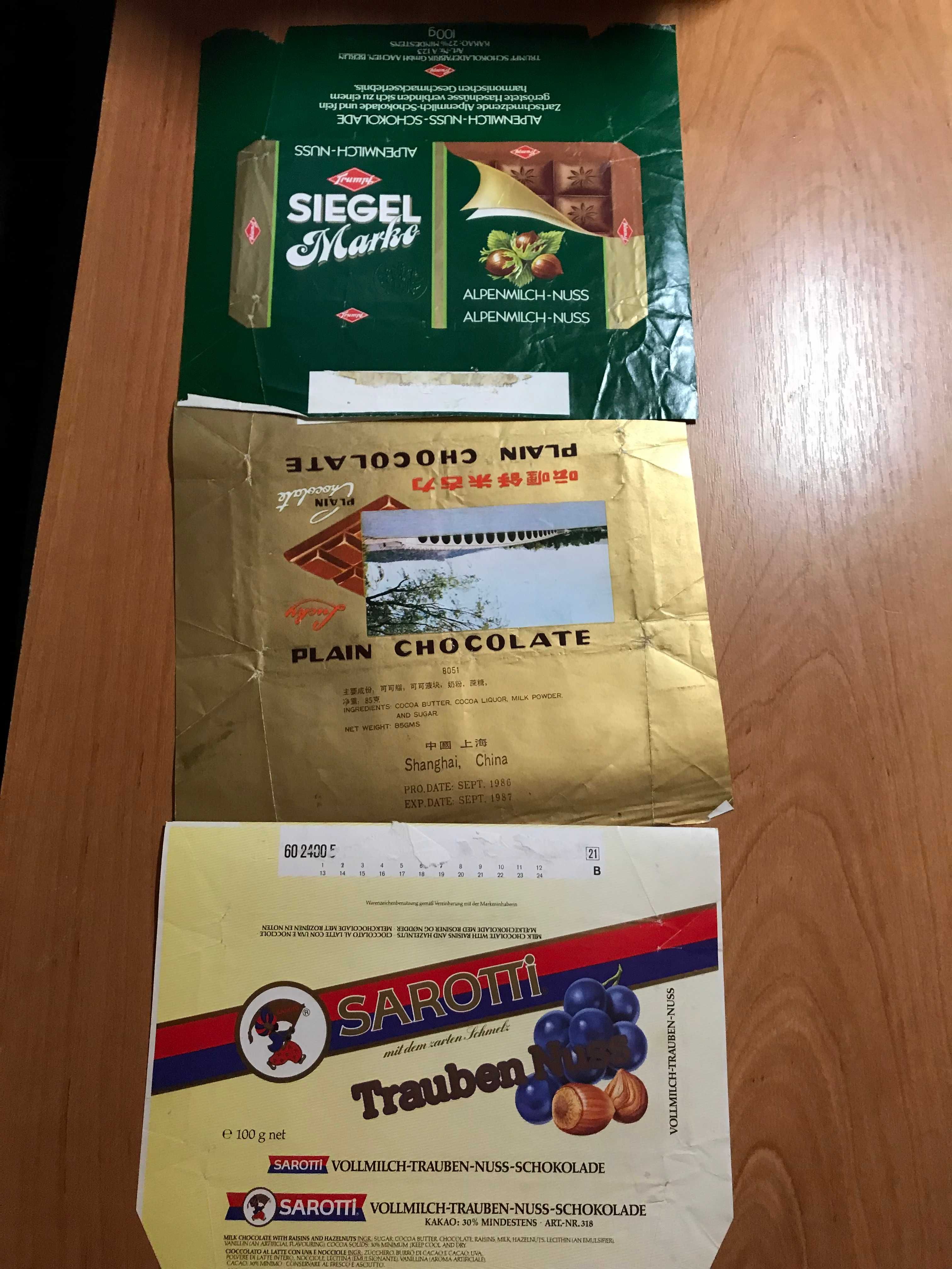 Opakowania po czekoladzie  PRL Pewex lata 80 czekolada papierki