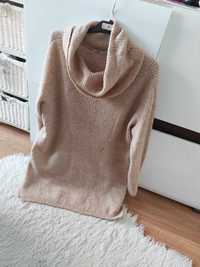 Długi sweter z domieszką wełny cappuccino wool r.42 XL