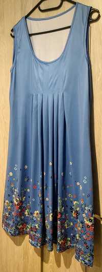 Niebieska sukienka w kwiaty rozmiar L