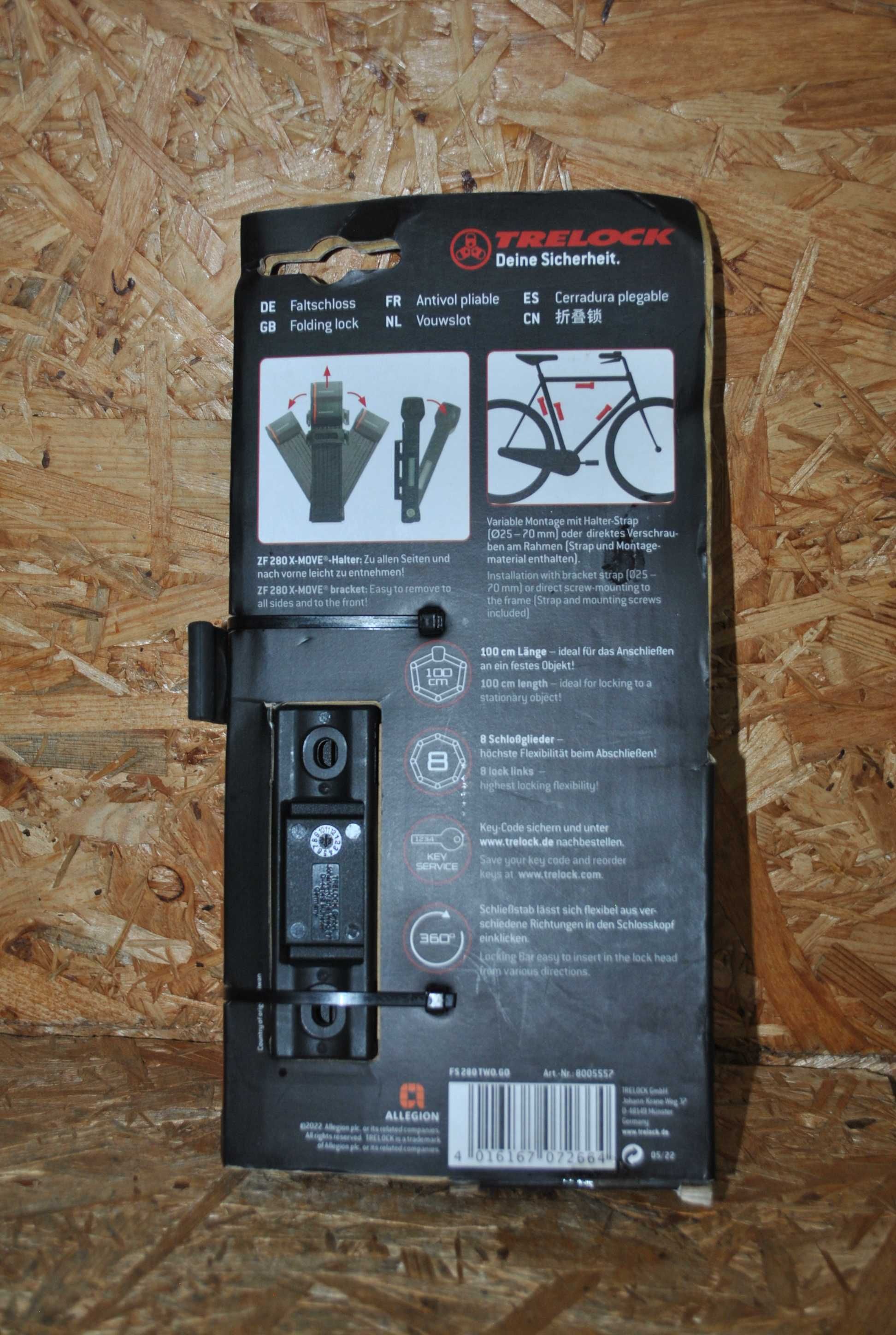 Nowe Zapięcie rowerowe składane Trelock FS 280/80 ZF 280 X-MOVE2