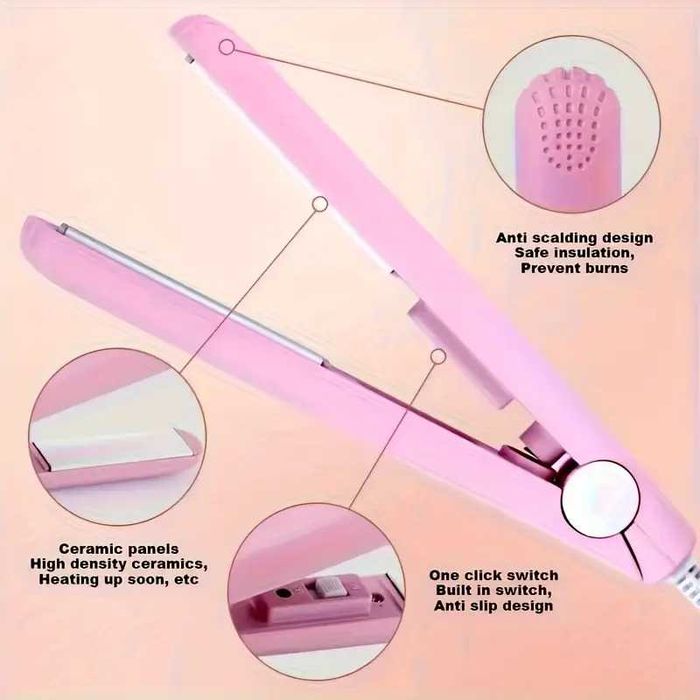 Mini alisador e modelador de cabelo 2-em-1 (portátil). Novo.