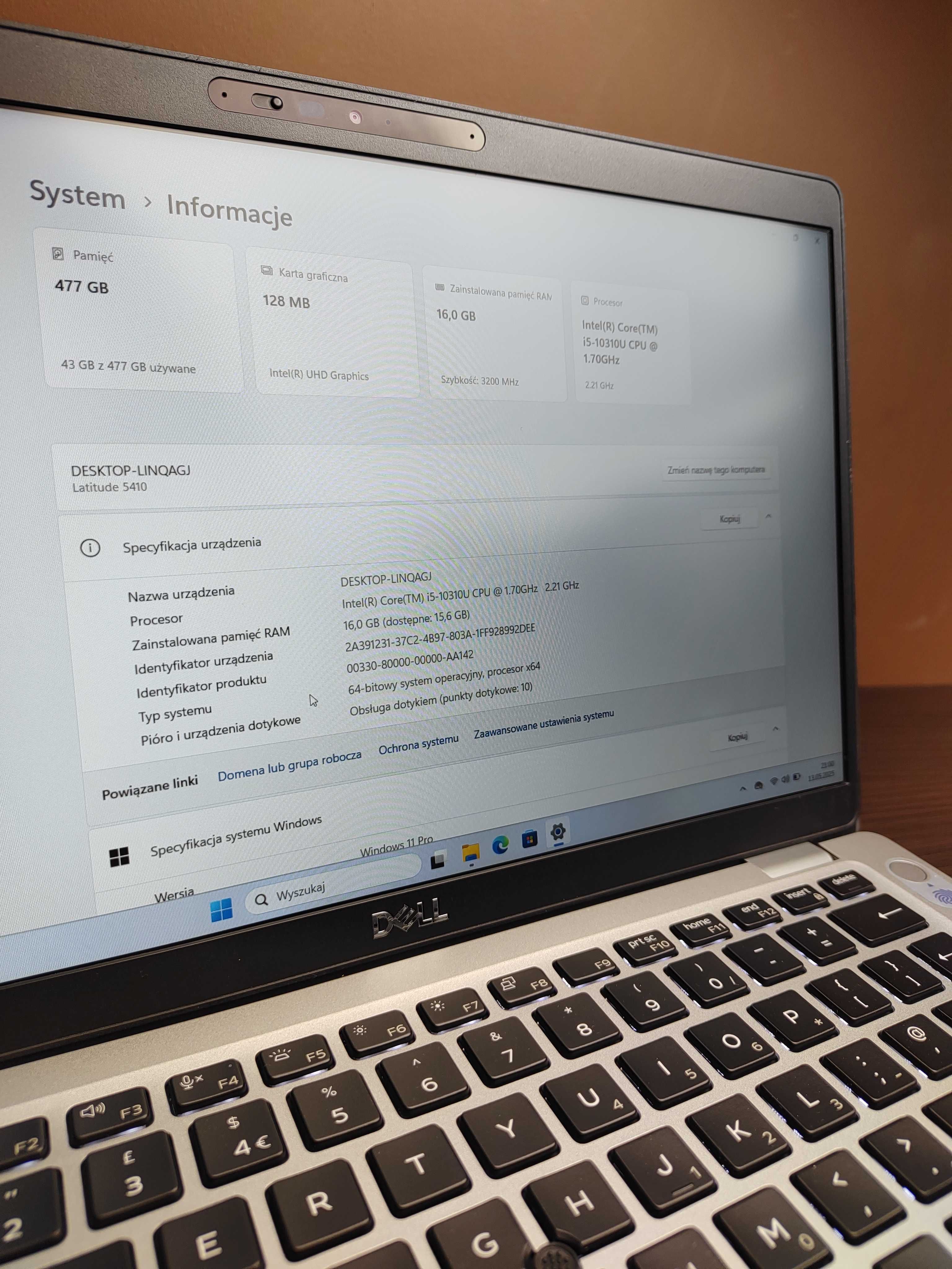 DOTYKOWY Laptop 14,0" Dell Latitude 5410 - i5-10310U/16GB/512SSD 4G FV