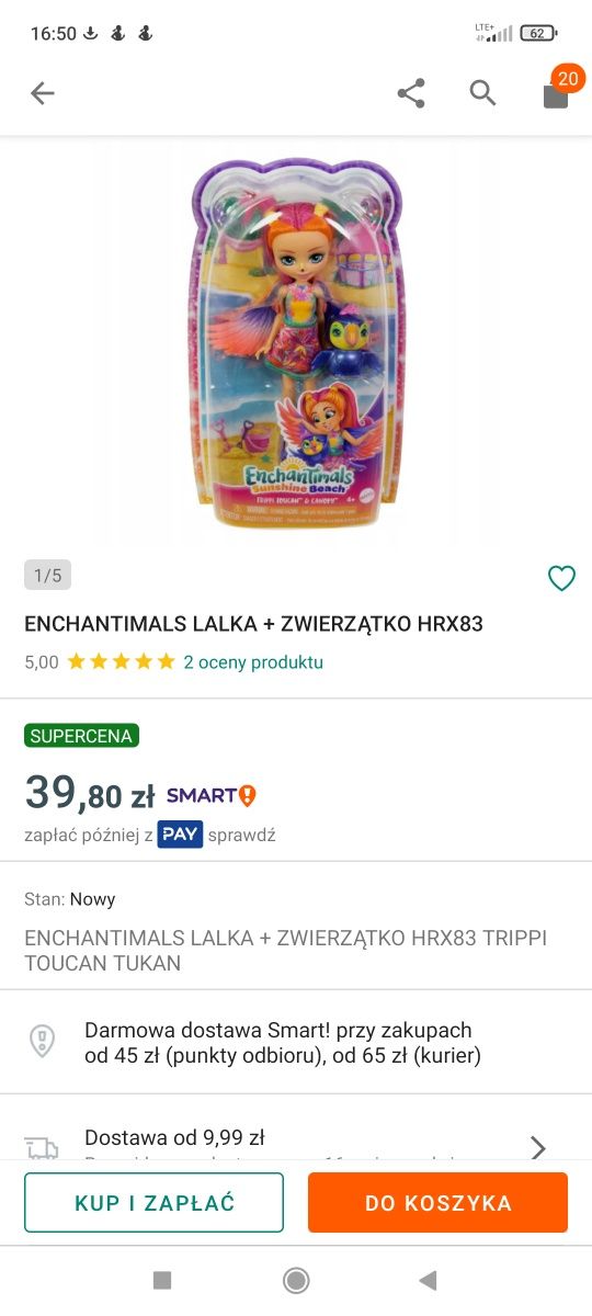 NOWA lalka enchantimals Tukan