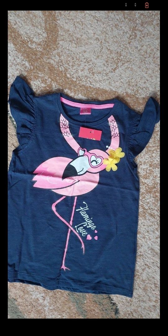 Nowa koszulka dziewczęca Flaming 104 cm