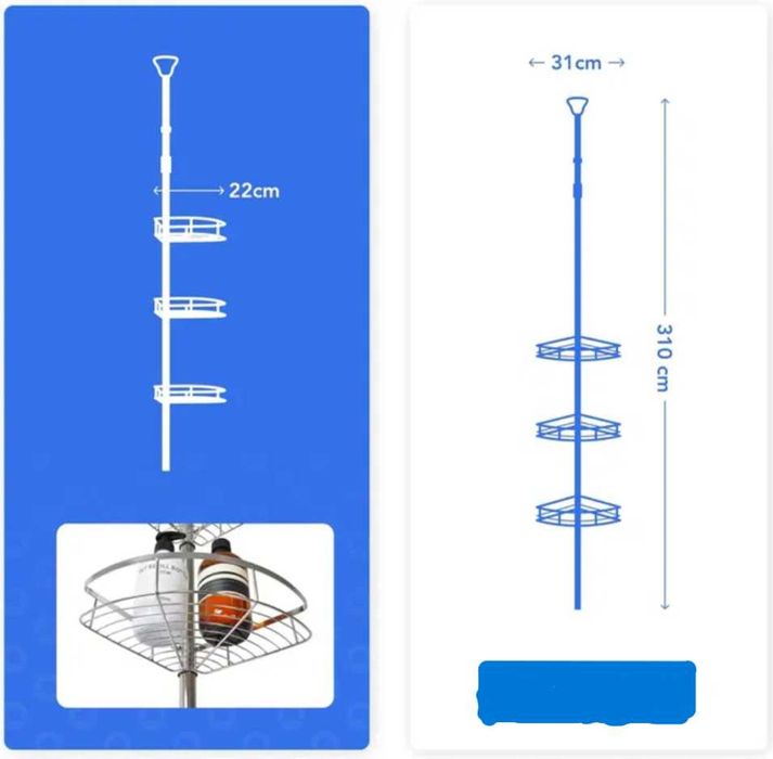 Półka Prysznicowa-Kuchenna i Inne zastosowania Regulowana Nierdzewna.