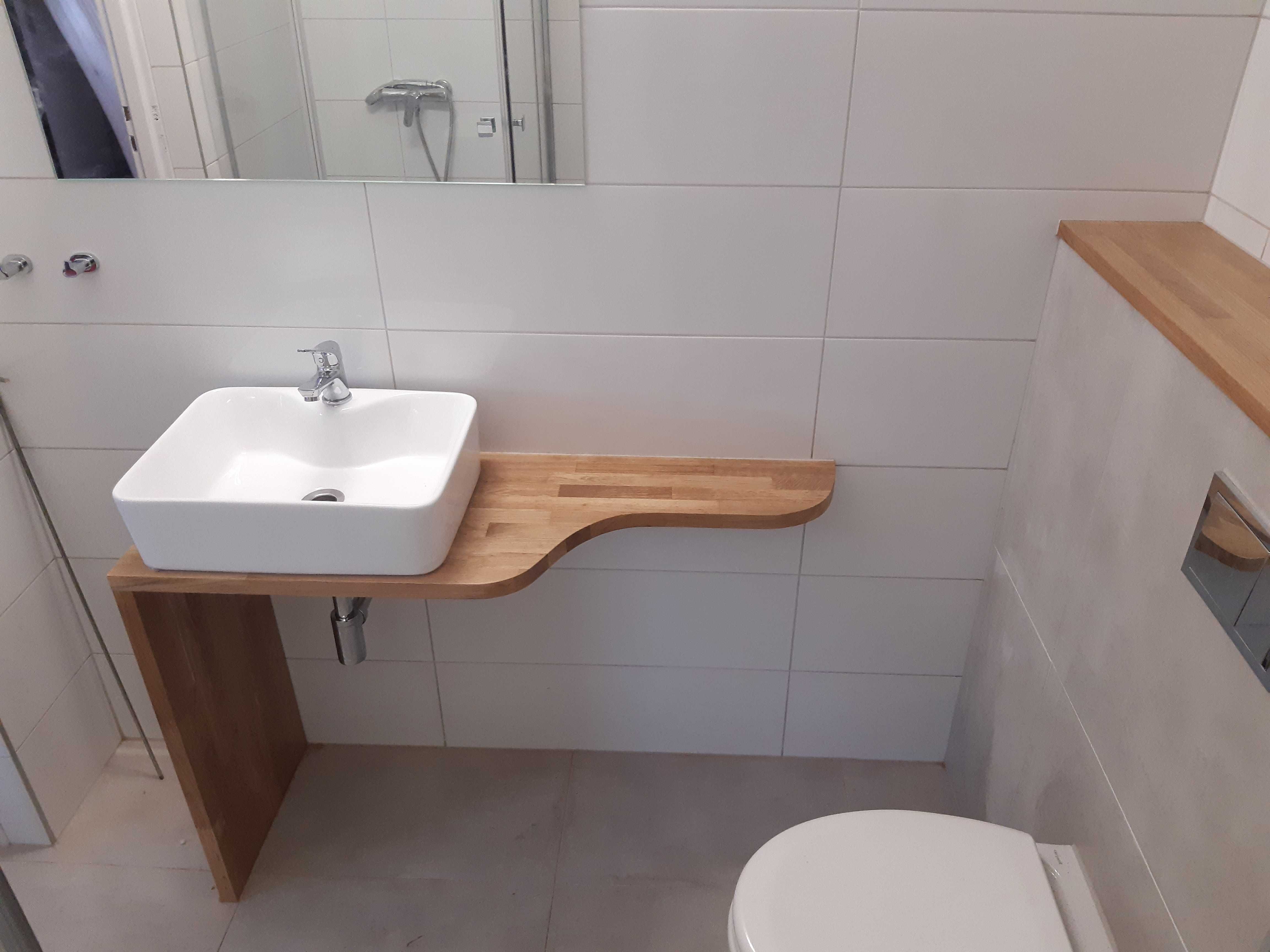 Blat łazienkowy pod umywalkę - drewniany,dąb