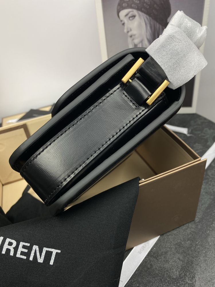 Сумка YSL Yves Saint Laurent чорна | золота та срібна фурнітура