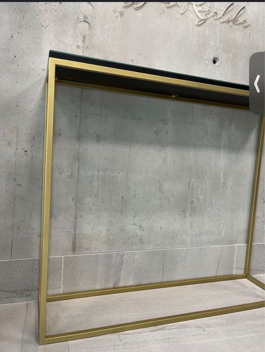 Czarny stolik szklany złoty konsola toaletka czarna glamour