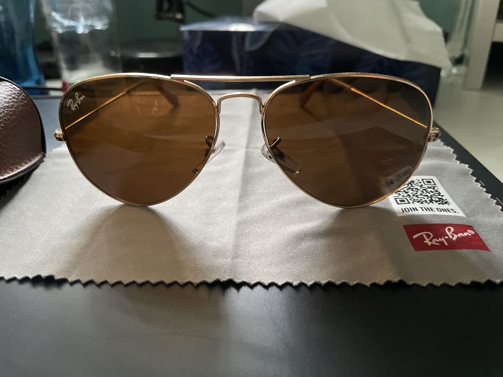 Top Gun Ray Ban Aviator 3025 złote, soczewki zamiene