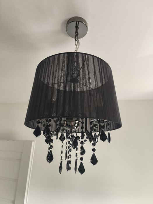 Żyrandol z kryształkami czarny