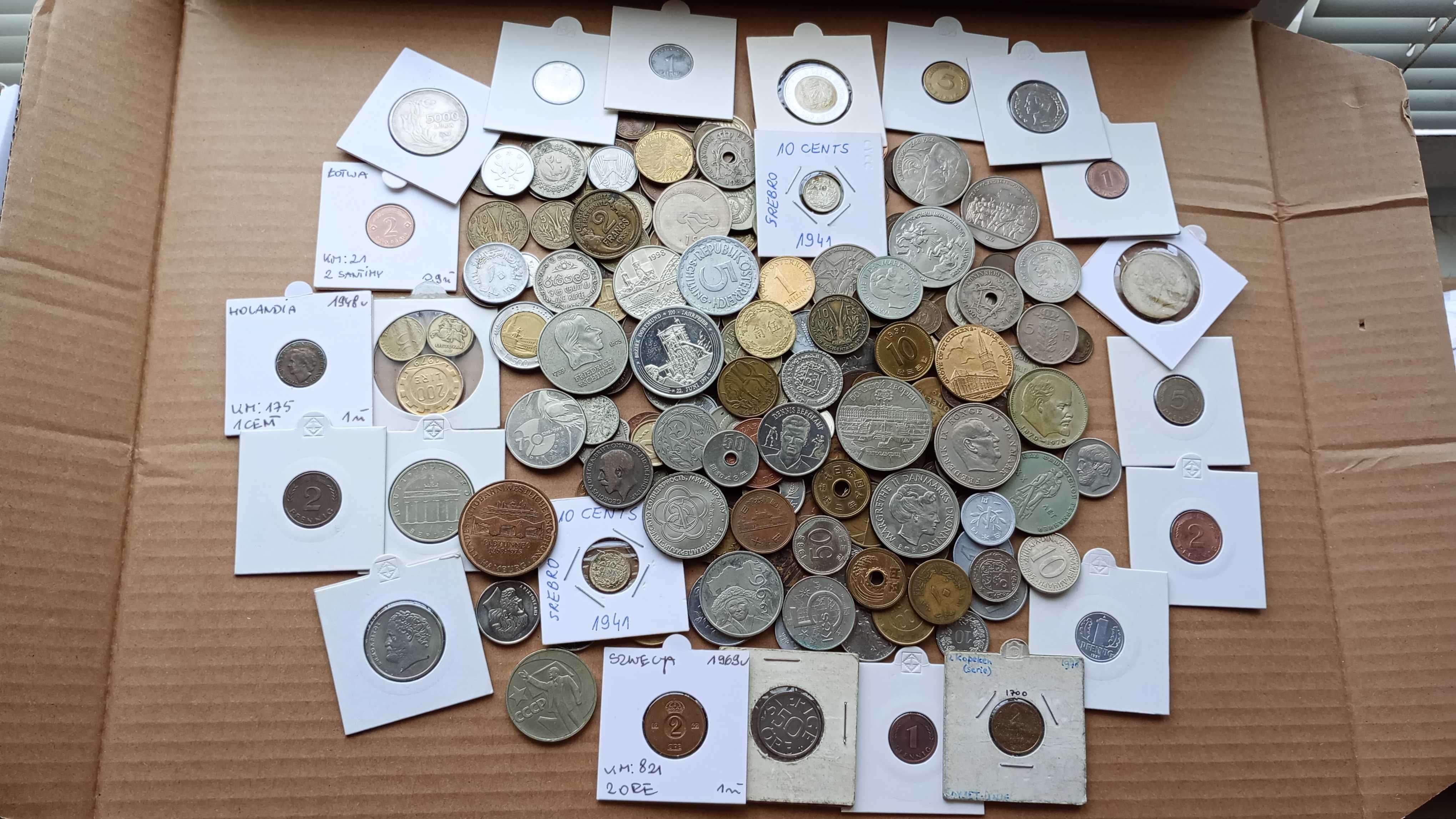 Stare monety L Zestaw ponad 230 numizmatów Świat w tym srebro