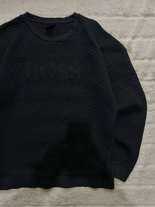 HUGO BOSS (M) джемпер свитшот мужской черный вафельный оригинал кофта