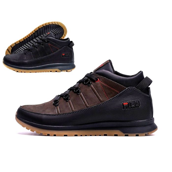 Кросівки чоловічі зимові шкіряні на хутрі FILA 40-45р чорні коричневі