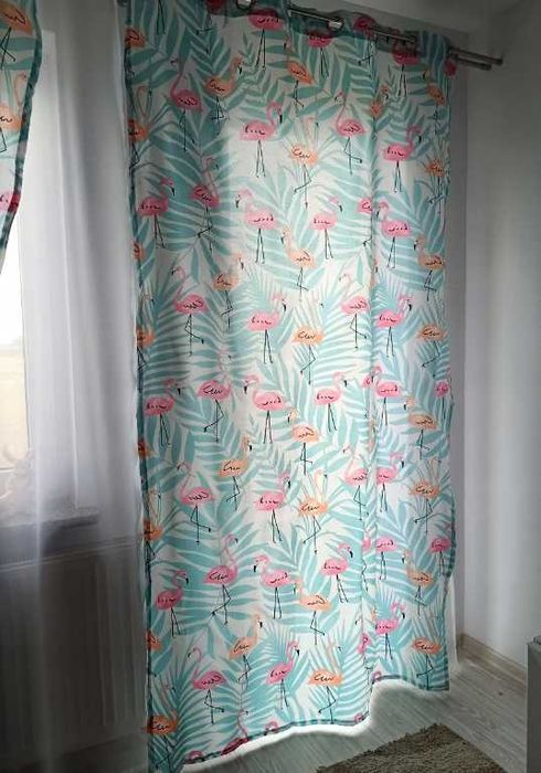 Zasłony flamingi lato przelotki dom wystrój wzór 140 x 250