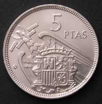 Hiszpania 5 peset 1957 - generał Francisco Franco - stan 1/2