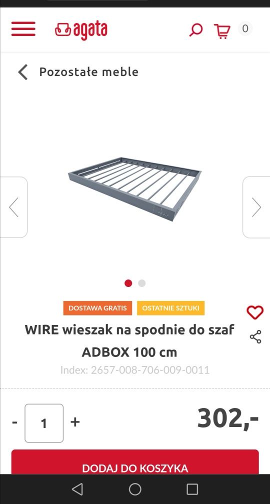 Wieszak na spodnie Agata Meble Ikea adbox wire