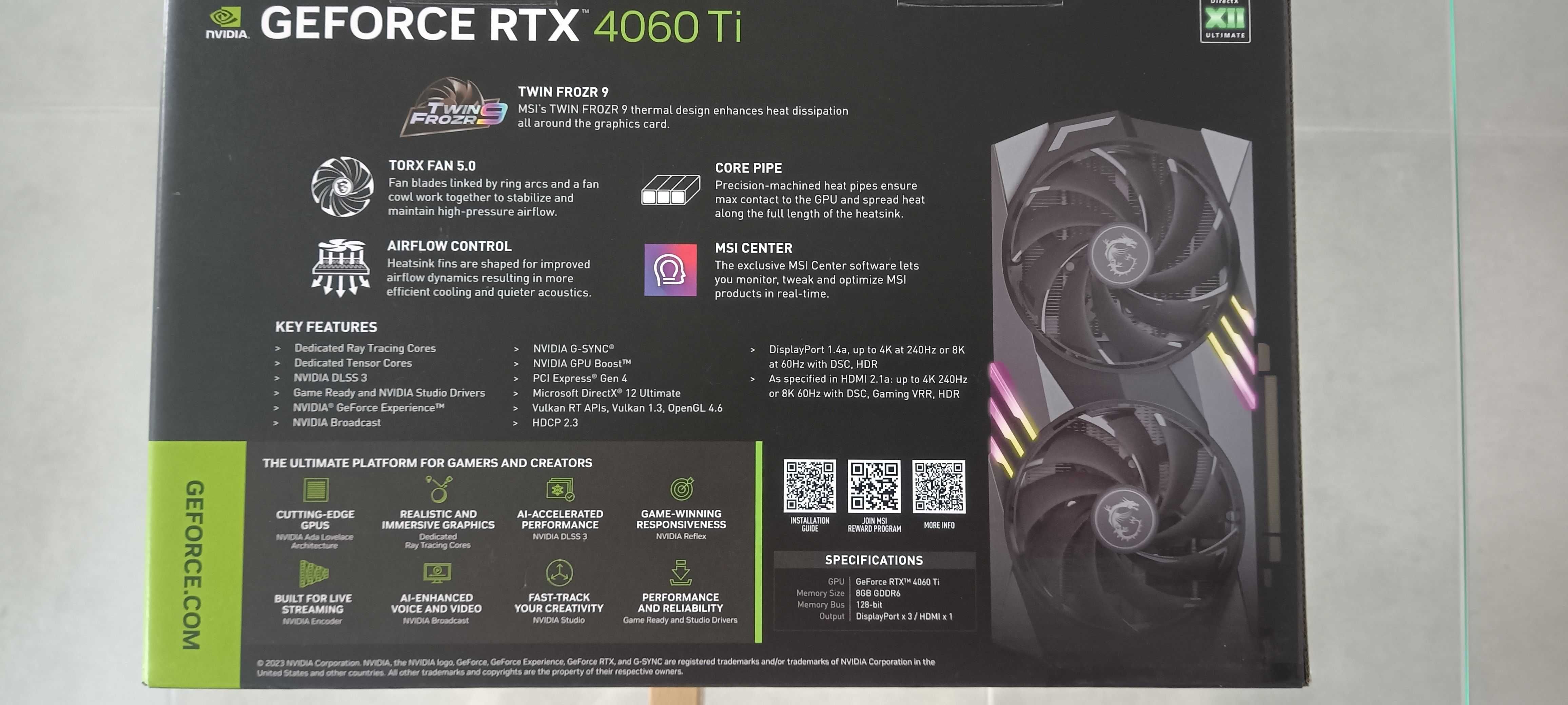 Karta graficzna GeForce RTX 4060 Ti GAMING X 8G - 1 ROK GWARANCJI
