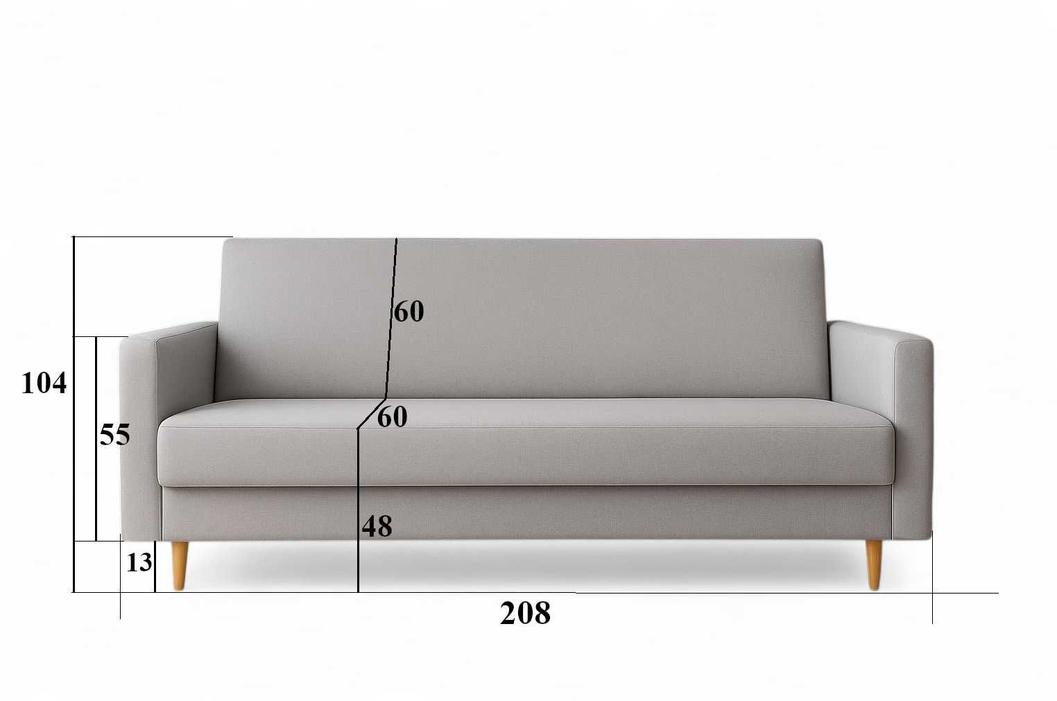 wersalka rozkładana na sprężynach bonel z pojemnikiem kanapa sofa 2 os