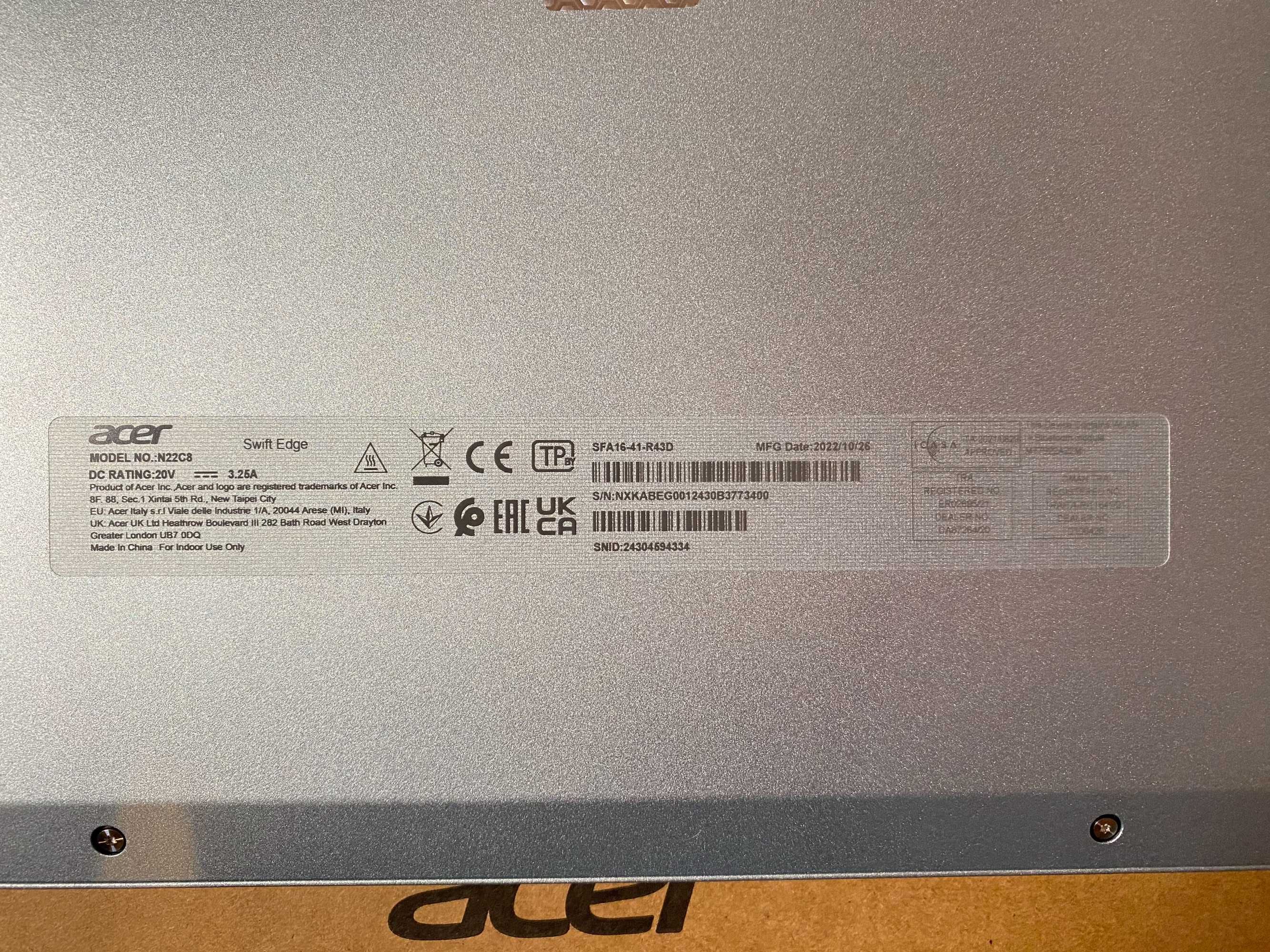 Ноутбук Acer Swift Edge SFA16-41 AMD Ryzen 7  16 / 1tb 4k oled 1.17 кг