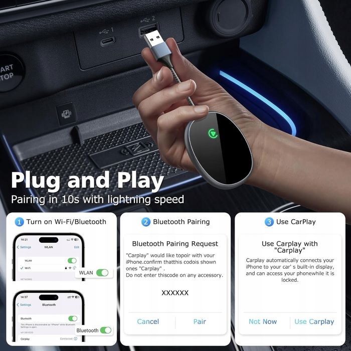 Bezprzewodowy adapter Wi Fi CarPlay NOWY Wyprzedaż!