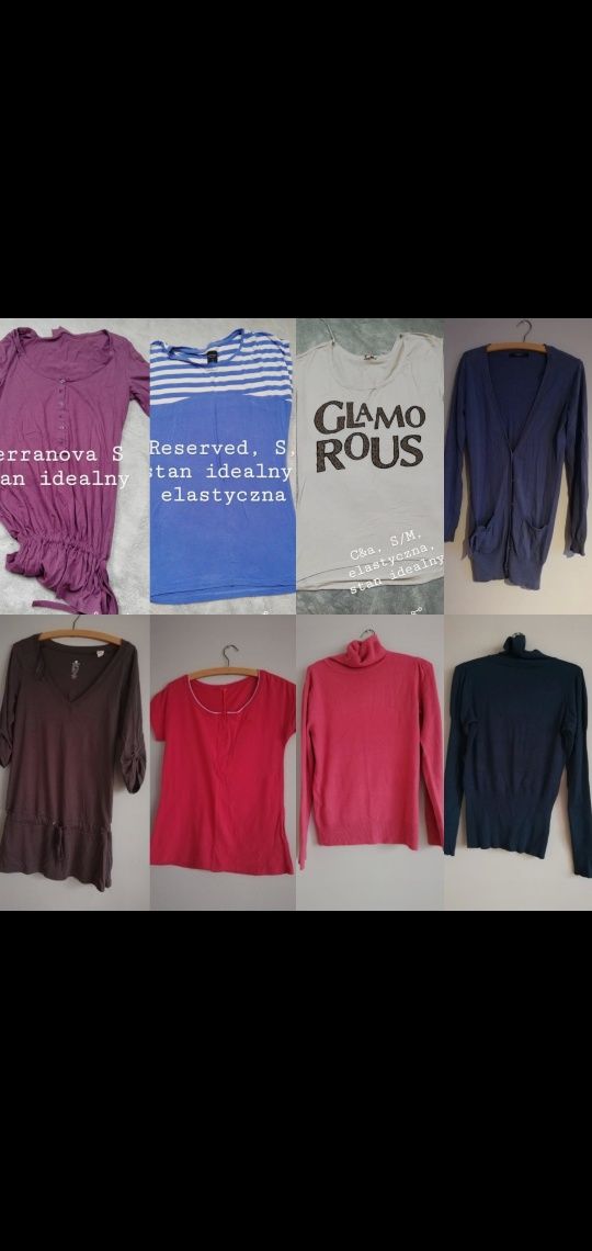 Paka 20 szt ubrań pidżama marynarka bluzka sweter koszulka t-shirt s/m