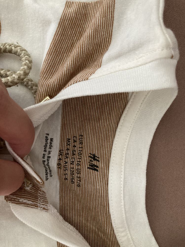 Koszulka z długim rękawem 110/116 HM H&M bawełna organiczna paski