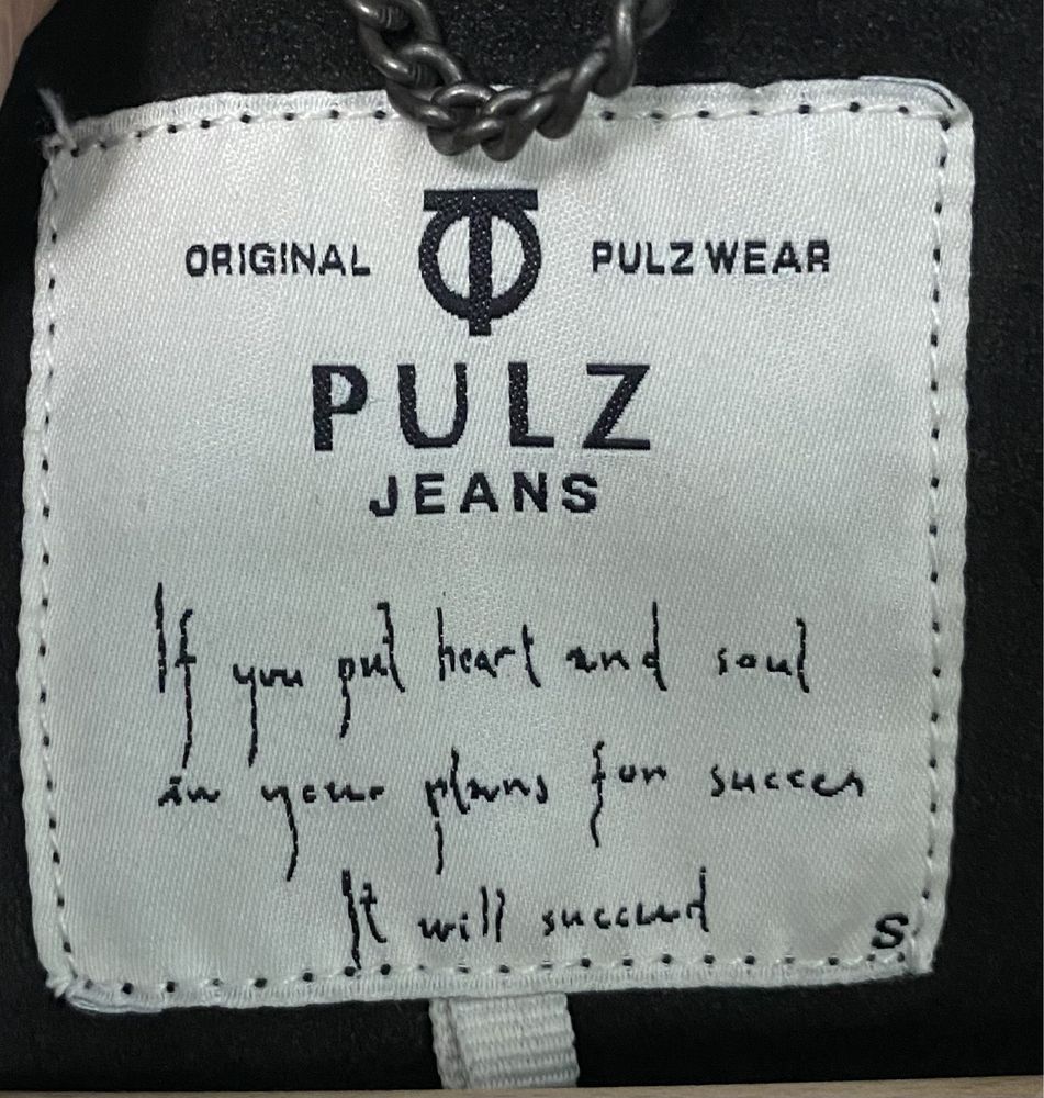 Kurtka ramoneska marynarka asymetryczna Pulz Jeans 36 skóra