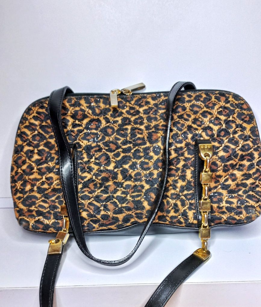 Сумка леопардовая леопардова сумочка женская жіноча багет стильная