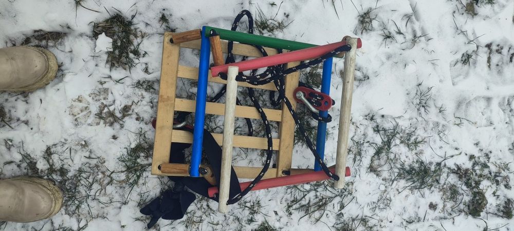 Huśtawka drewniana plus karabińczyki