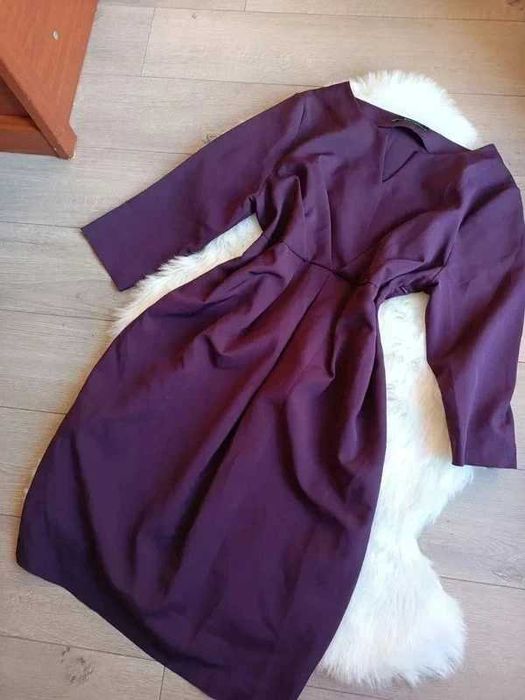 Fioletowa, elegancka sukienka ciążowa 9fashion S M