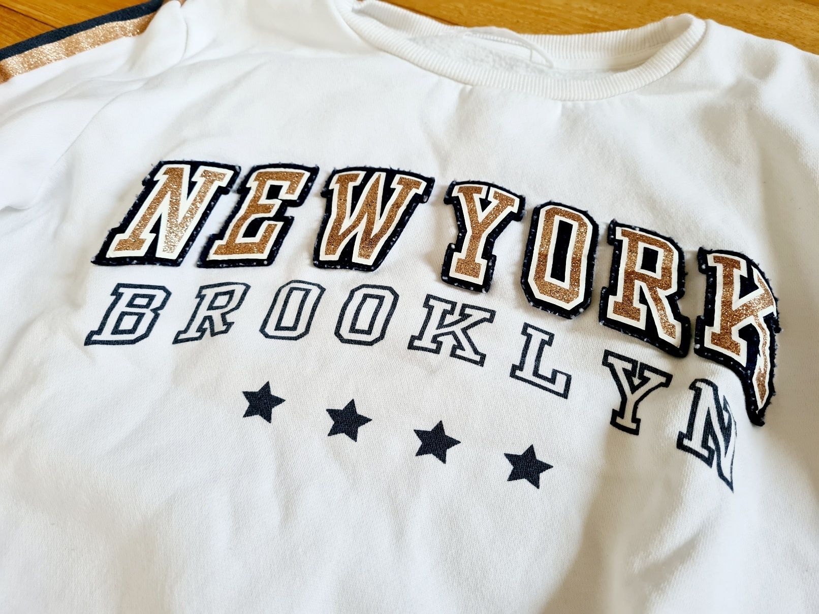 Wiosenna Bluza do school  na puszku dresowa New York biała