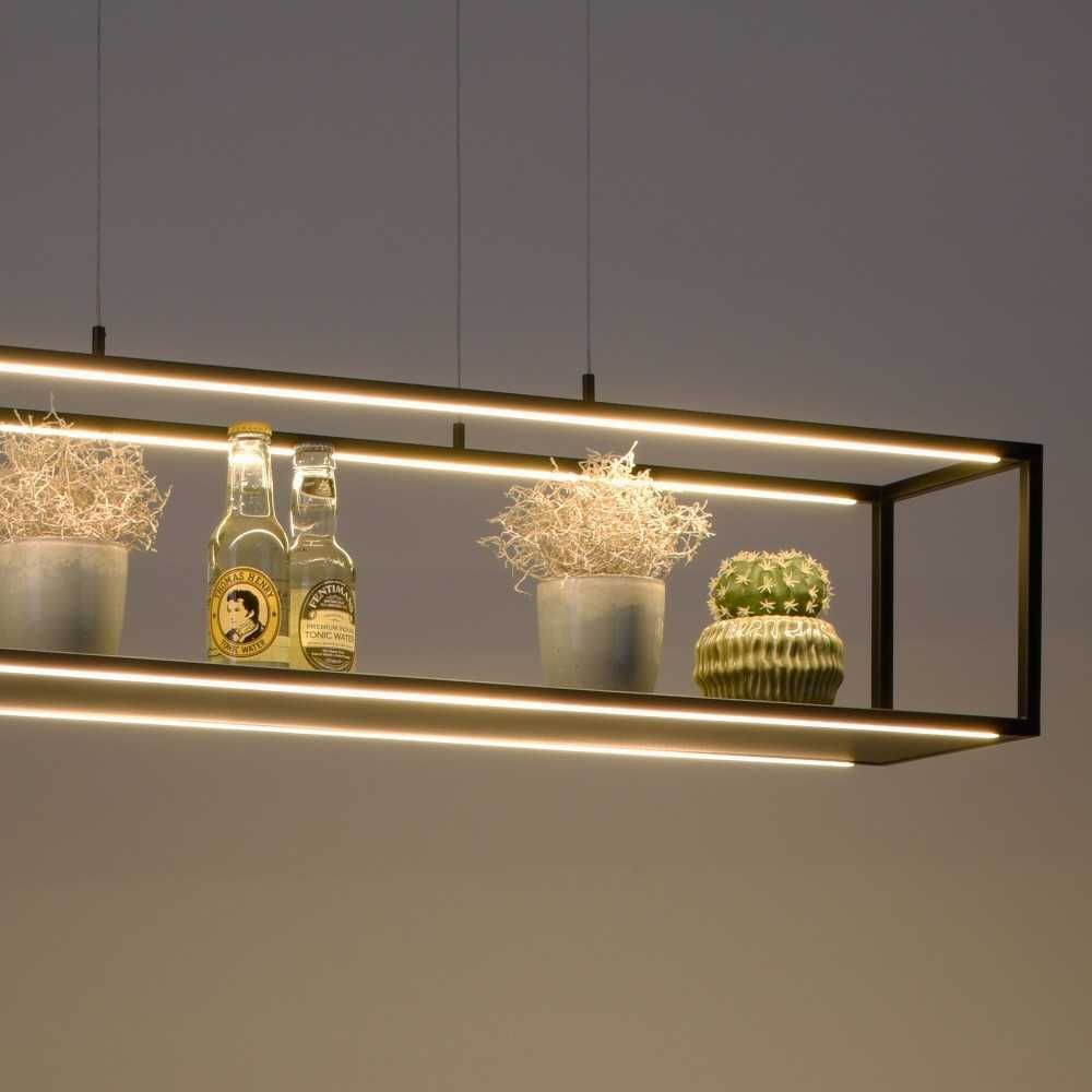 Czarna lampa ramka półka nad wyspę 2441-18 Contura Led